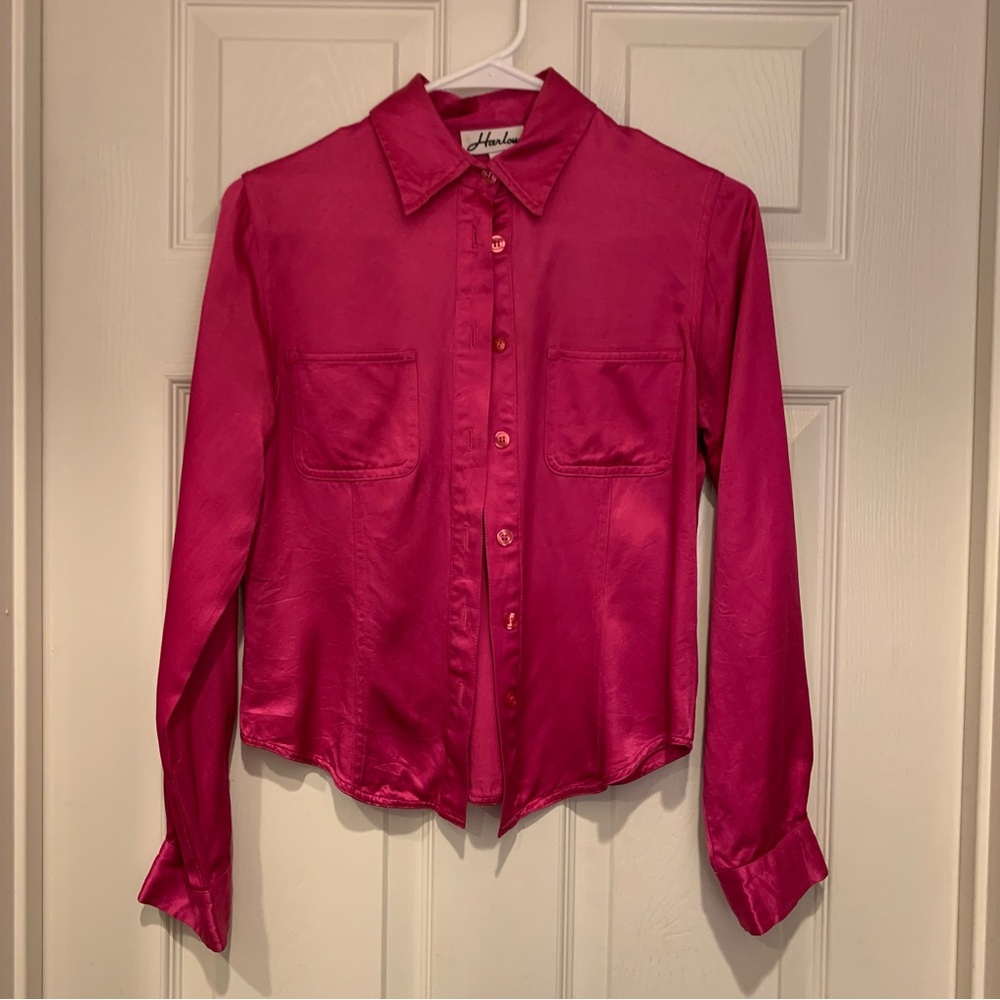 Harlow Fuchsia Button-Up Blouse